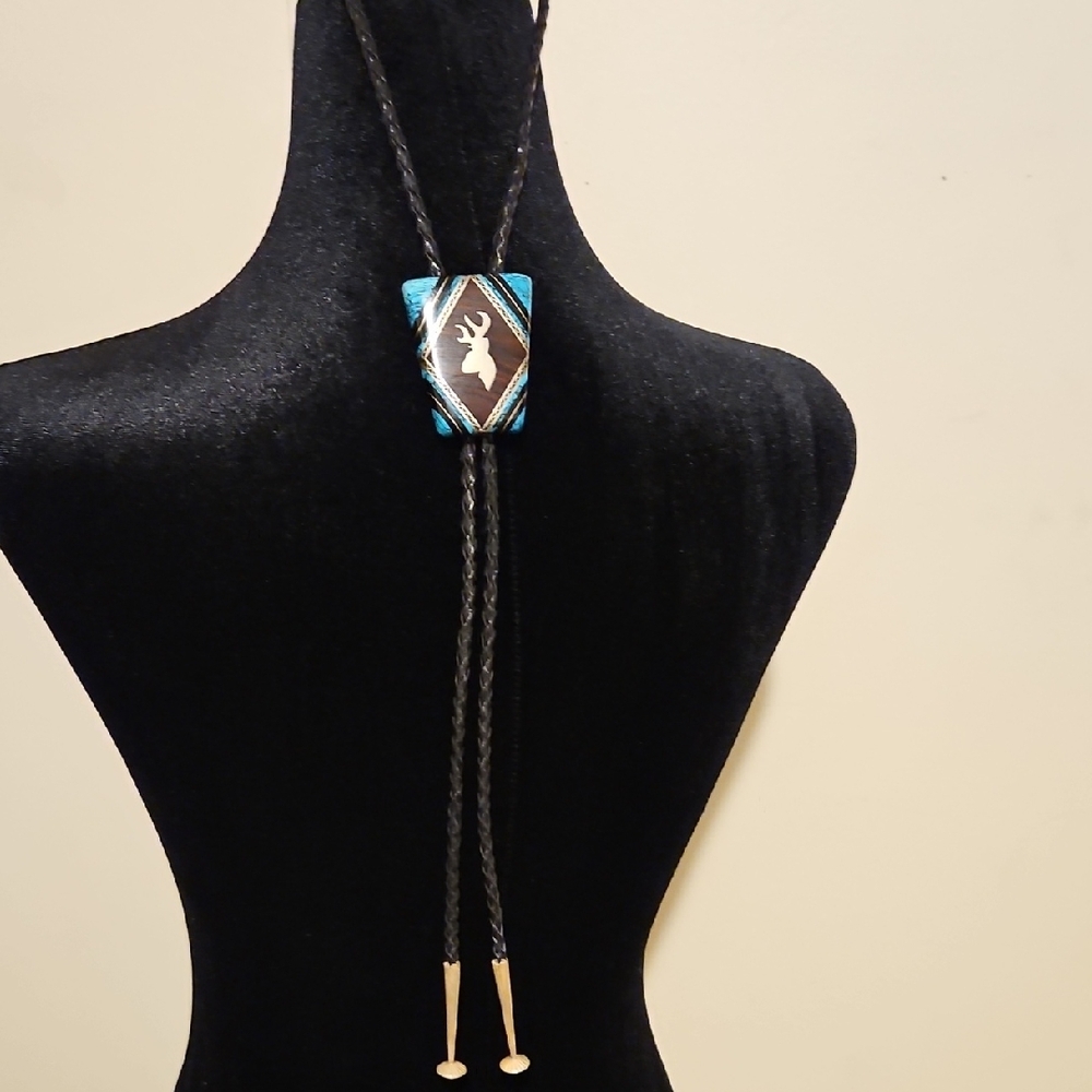 Turquoise and Silver Deer Pendant Necklace
